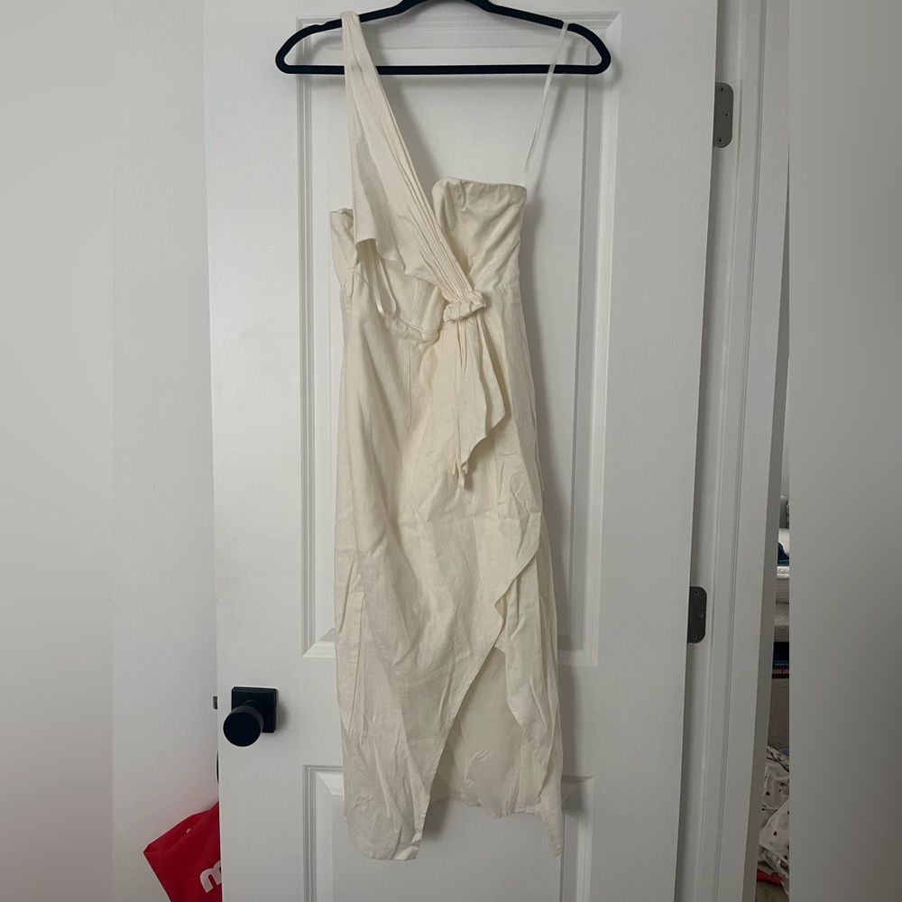 Petal and Pup Linen One Shoulder Dress